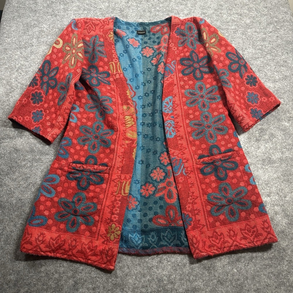 TDbN Kimono Jacket S/M?‎ Cashmere? Retro Floral Reversible Pockets